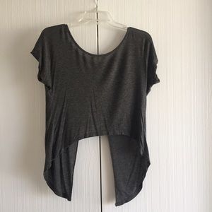 Super cute grey open back cropped tee