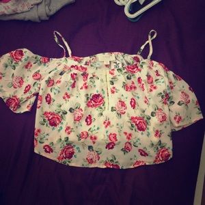 LA Hearts floral Shoulder strap crop top