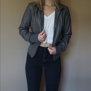 Gray faux leather jacket