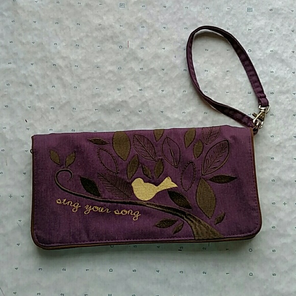 Purple Embroidered Wristlet - Picture 1 of 2
