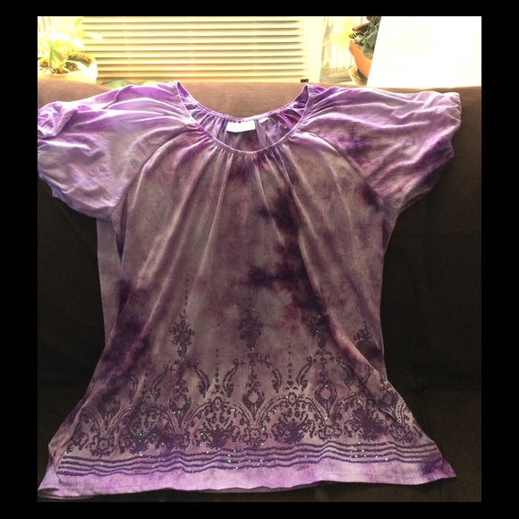 Purple dye wash tunic with bead and sequin detail