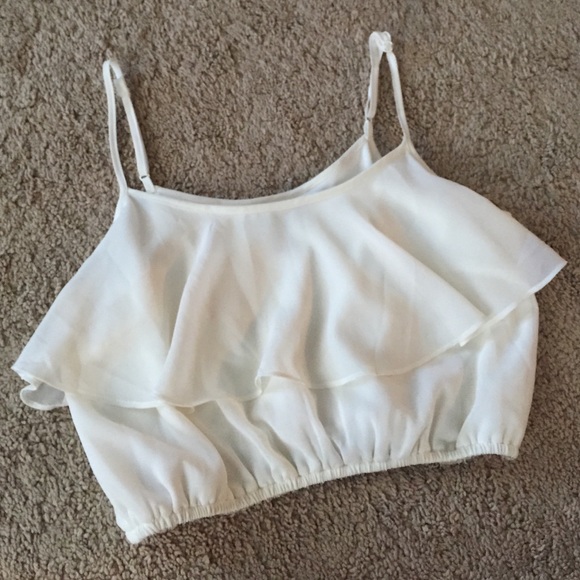 Cream Ruffled Crop Top
