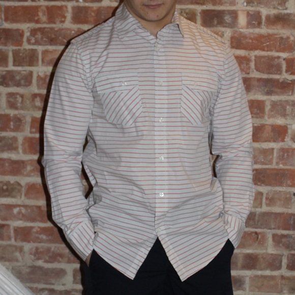 American Rag Men's Red Striped Button Up Shirt👔