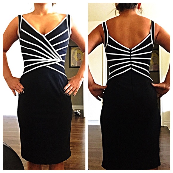 WHBM black and white dress