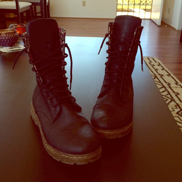 Floral Lined Combat Boots
