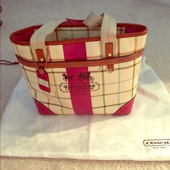 Coach Handbags - Authentic Coach Heritage Stripe Tattersall Handbag