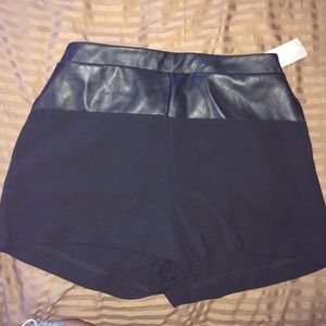 NWT Forever 21 black chiffon & leather shorts