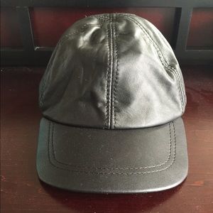 Black GENUINE leather hat