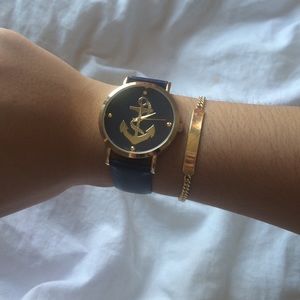 Nautical navy and gold anchor watch