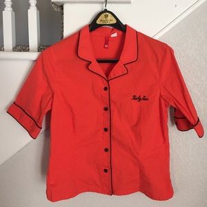 Orange Red Bowling Style Top