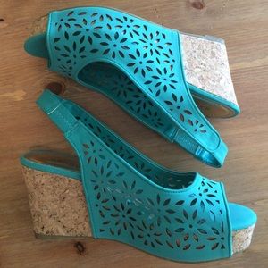 Turquoise die cut wedges
