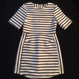 TOPSHOP Satin Stripe A-Line Dress