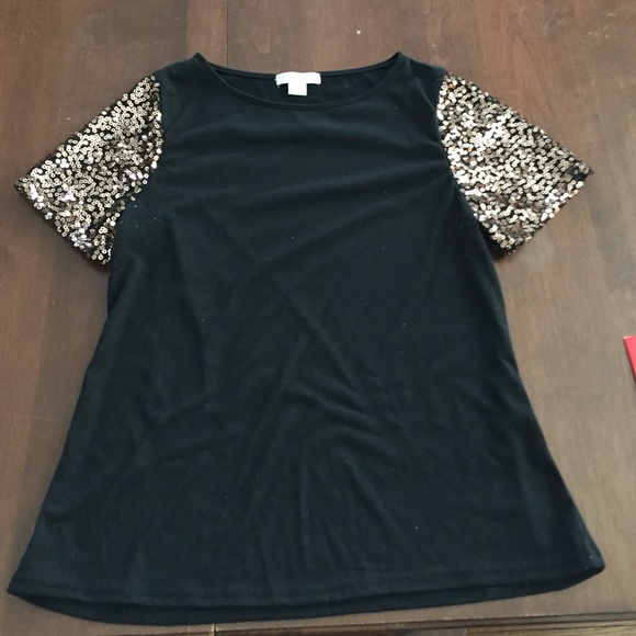 Tobi top with sparkle sleeves