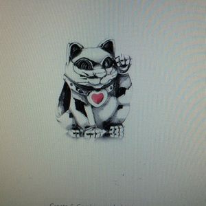 Lucky Cat, pink enamel