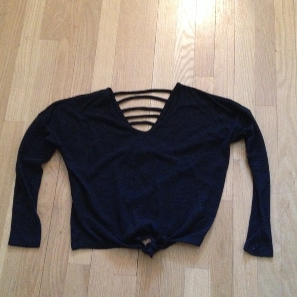 Dark grey pullover with cross back detail