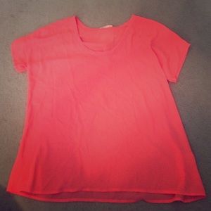 Neon coral chiffon shirt