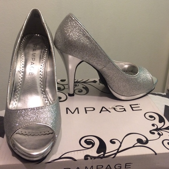 Rampage silver sparkle heels