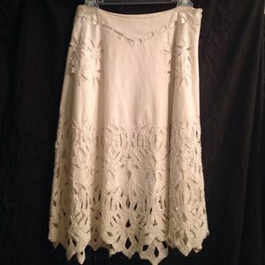 Beautiful beaded white below knee skirt