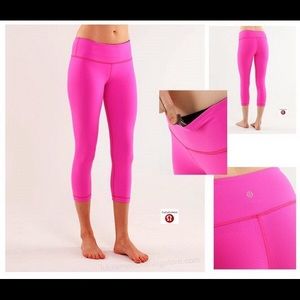 hot pink reversible lulu lemon crop pants