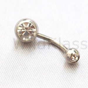 surgical steel belly ring with gemmed ball