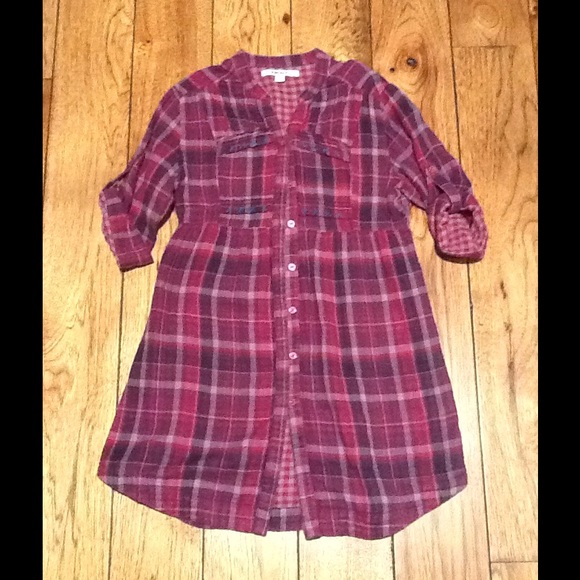 Girls Plaid Button Down Tunic