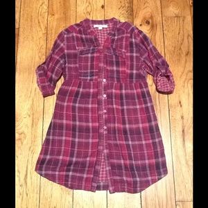 Girls Plaid Button Down Tunic