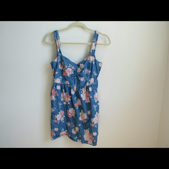 Thin floral denim dress