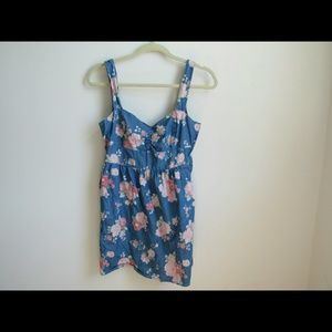 Thin floral denim dress