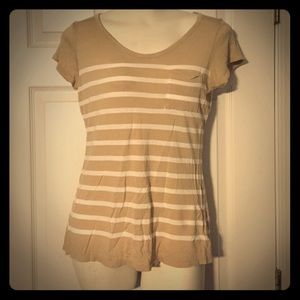 Tan and white stripe top