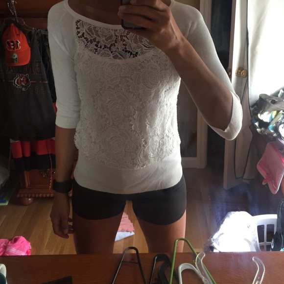 White sweater with lace