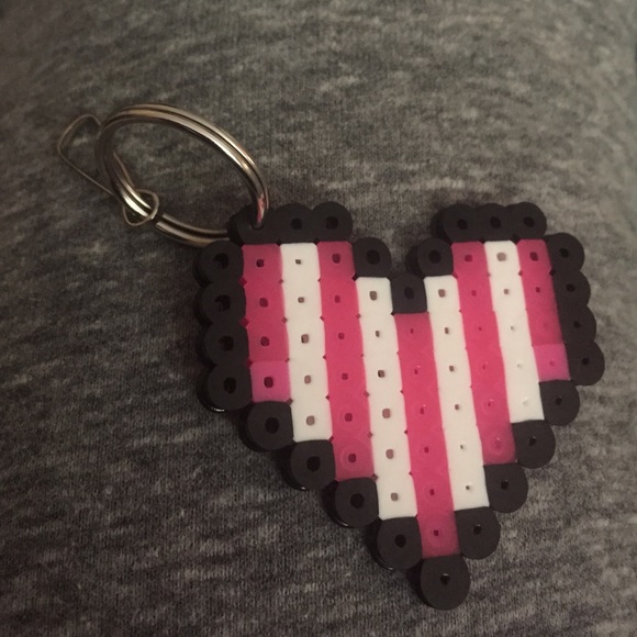 Pink and white keychain