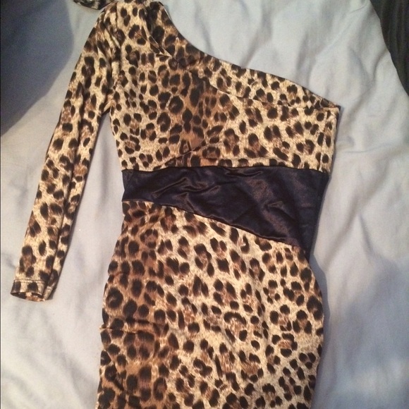 leapord one shoulder dress