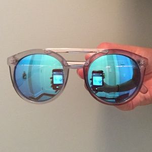 Blue Reflective Circle Glasses