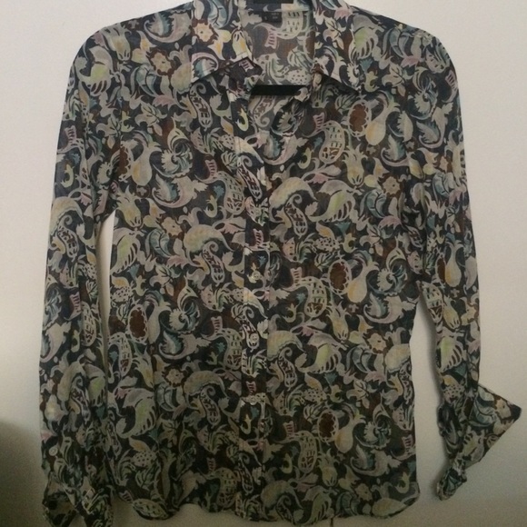 Theory cotton button down shirt w/ belt - size S
