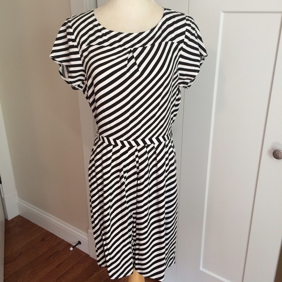 J Crew black and white striped dress