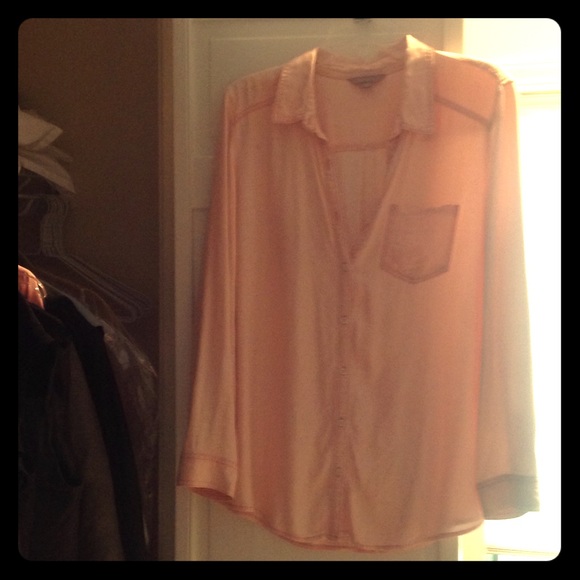 L orange denim long sleeve buttondown