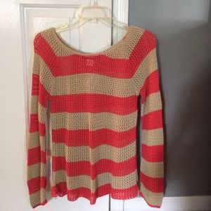 Tan and coral sweater
