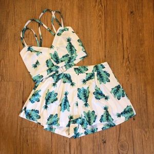 **Brand New** Turquoise Leaves Short Set