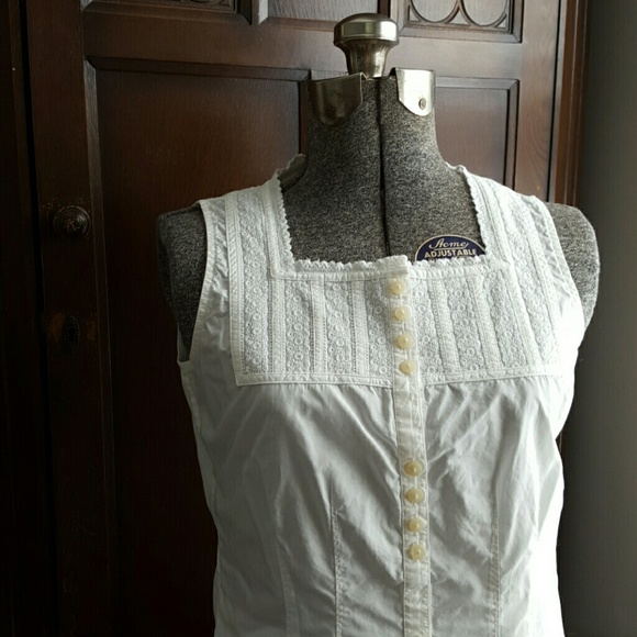 Vintage inspired white lace button-up shirt