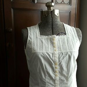 Vintage inspired white lace button-up shirt