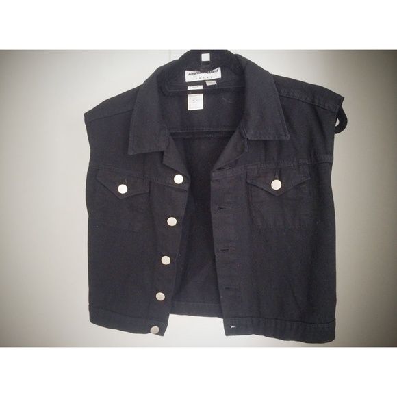 American apparel black denim crop vest, size L