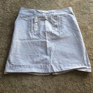 Nautical striped a-line skirt with button detail