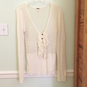 Free people ruffle long sleeve sweater