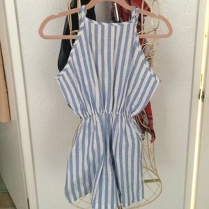 Vertical striped romper