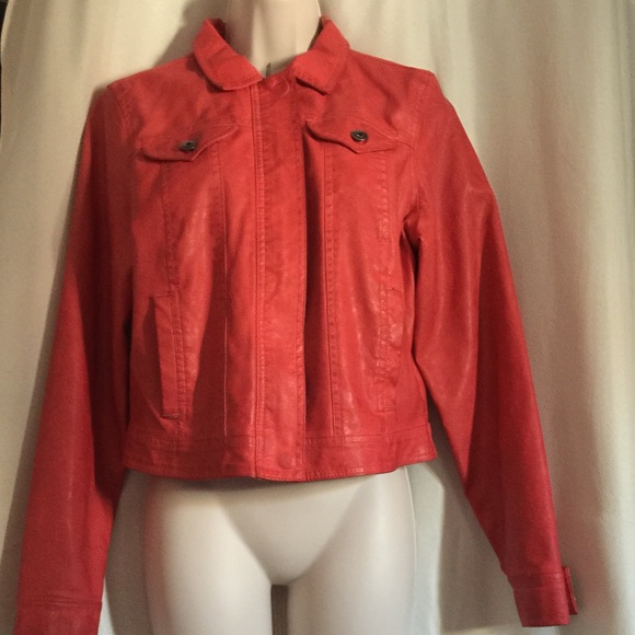 Red Faux Leather Jacket