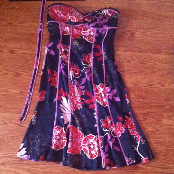 Bebe Strapless Silk Dress