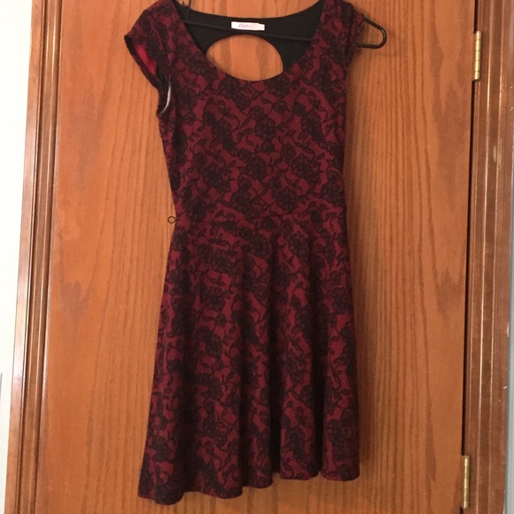 Red and black flower dress