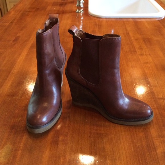 Brown Lucky Brand Wedge Ankle Boots