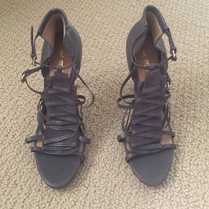 NWOT. Grey L.A.M.B high heel sandals