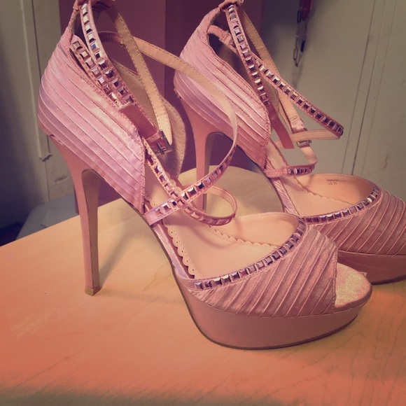 Satin pink heels